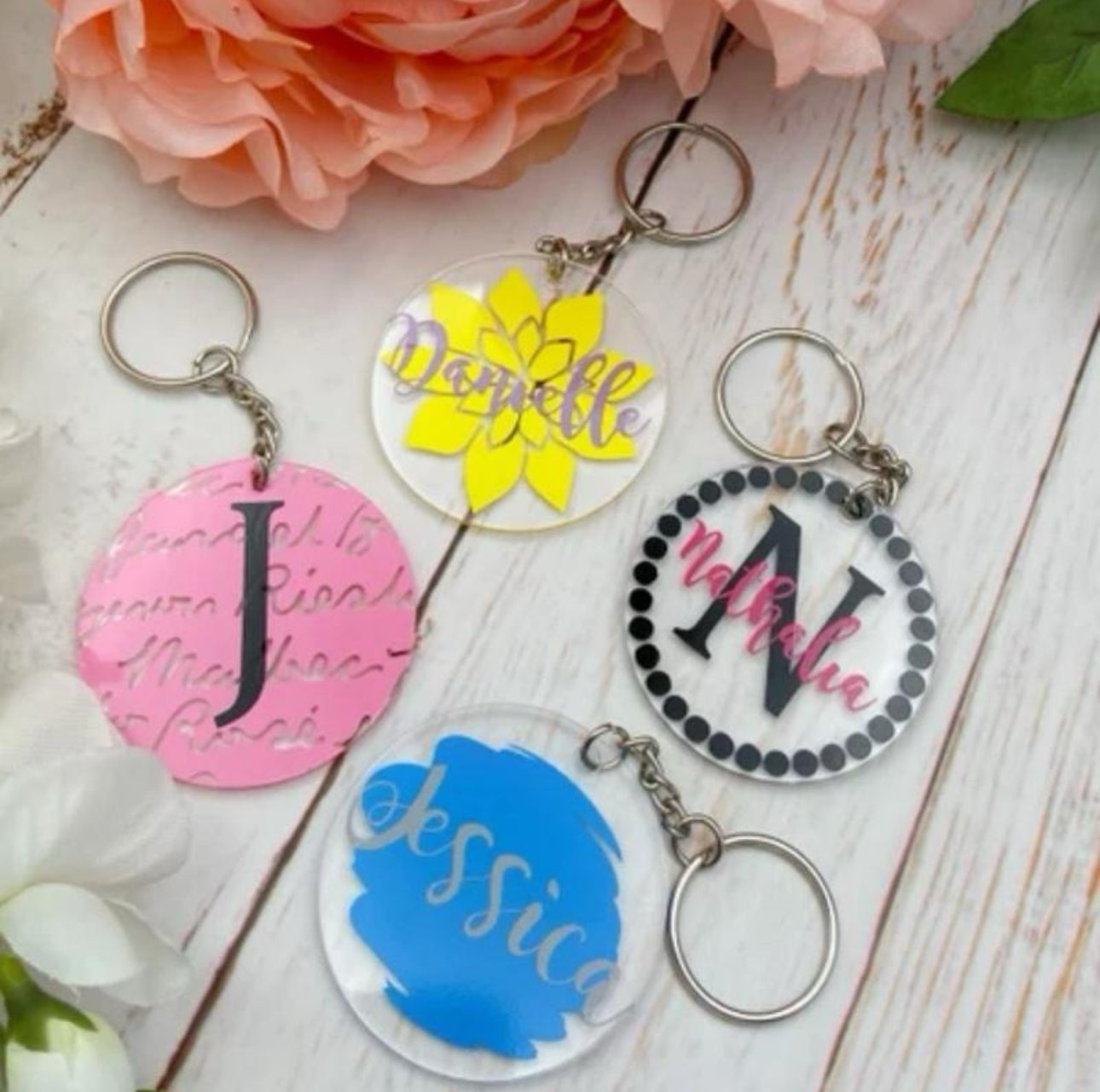 Acrylic Circle Keychain with Key Ring