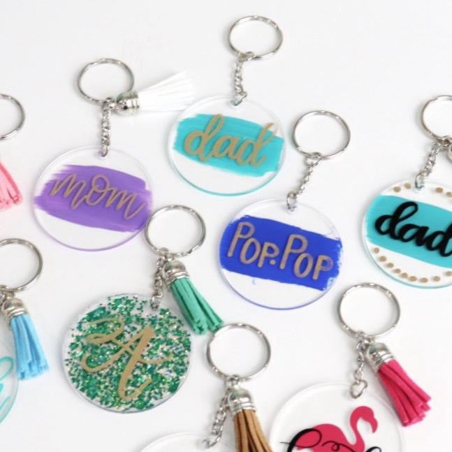 Acrylic Circle Keychain with Key Ring